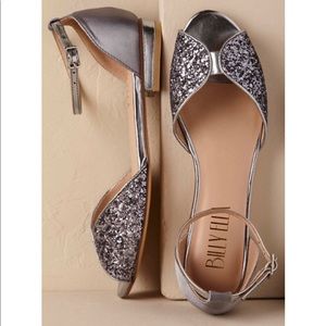 BHLDN Billy Ella Jeni flats Silver Sparkle 7.5